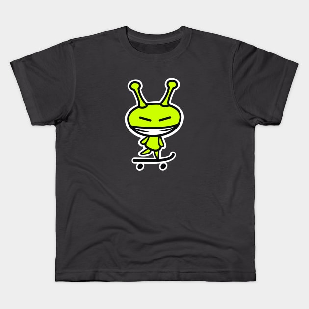 Alien skateboarder Kids T-Shirt by hyperactive